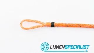 7.3.1a Oogsplits in dubbelgevlochten Dyneema lijn mantel niet meegesplitst - Variant 1