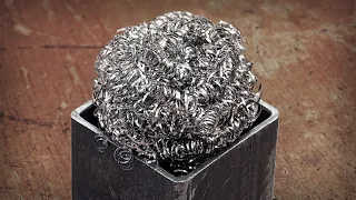 Stainless Steel Wire Sponge Canister Damascus