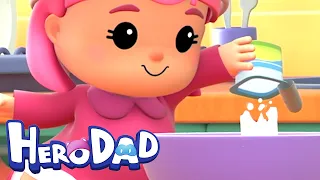 Dad & Daughter Bake A Cake! | Hero Dad | Kid's Cartoons!