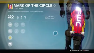 Destiny 1 Mark of the Circle Future War Cult Titan Exotic Class Item drop