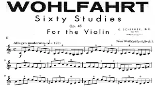 Wohlfahrt, Violín Studies, Op 45 Book 1, Exercice no. 2 / 60 | With Piano Accompanist for beginner