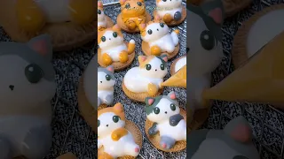 Meow~♫Making sugar cookies #cats #kitty #meringue #shorts