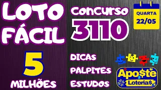 LOTOFACIL CONCURSO 3110 R$ 5.000.000,00 DICAS PALPITES ESTUDOS #lototofacil #apostas