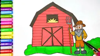 Farmer in The Dell | Nursery Rhymes | Old McDonald Kids Rhyme | Farmer Drawing and Coloring for Kids