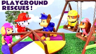 The Pups work as a team in these Playground Rescue Stories