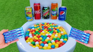 Gummy Candy VS Coca Cola, Mtn Dew, Fanta, Lipton, Pepsi and Mentos in the toilet