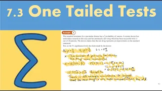 7.3 One Tailed Tests (STATISTICS AND MECHANICS 1- Chapter 7: Hypothesis testing)