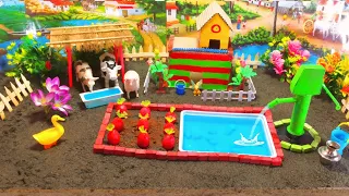 DIY Farm Diorama with house for cow | mini hand pump supply water for animals | @MINITOYSk .