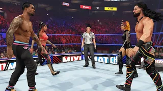 Montaz Ford & Bianca Belair vs Seth Rollins & Becky Lynch - Intergender Tornado Tag Match - WWE 2K23