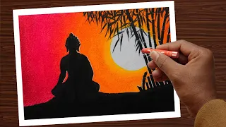 Vesak Card drawing very easy | Buddha Purnima drawing | how to draw lord buddha drawing step by step