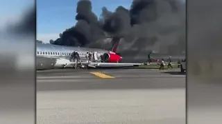 Plane catches on fire as it lands in Miami