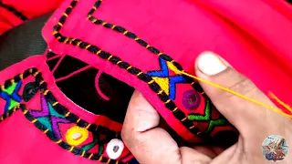 HOW TO DO HAND EMBROIDERY  MIRROR NECK DESIGN FOR NECK embroidery sindhi karhai part/2