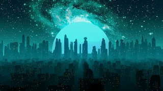 Synth City Blue Screensaver - Looped Animation Background