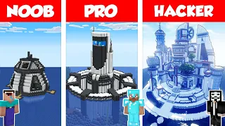 Minecraft NOOB vs PRO vs HACKER:  WATER BASE BUILD CHALLENGE in Minecraft - HOUSE ON WATER