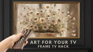 Framed 3 hour TV Art Screensaver. 4K Frame TV Hack. Beige Vintage Style Florals Wallpaper Slideshow.