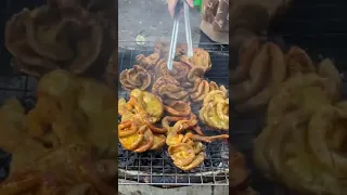 Grilled pork intestines in Lao #shorts