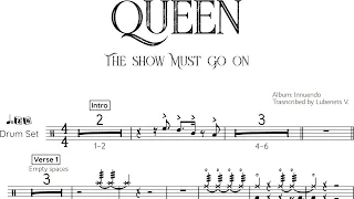 Queen - The Show Must Go On (Drum transcription) | Drumscribe!