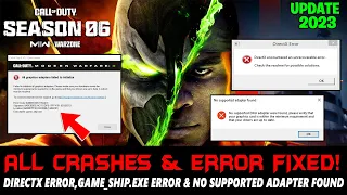 Warzone 2.0 Season 6 How to Fix Directx Error,Game_Ship.exe error & Crashing & Not Launching (2023)