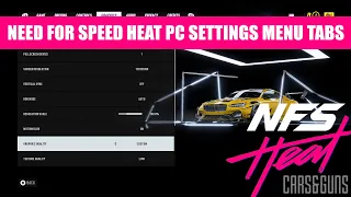 Need for Speed Heat Pc Settings Menu Tabs