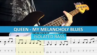[isolated bass] Queen - My melancholy blues / bass cover / playalong with TAB