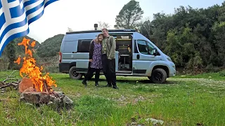 WILD CAMPING IN GREECE BY MOTORHOME // NEDA WATERFALLS // Vanlife Greece