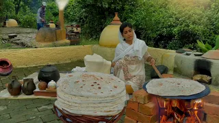 Traditional LAVASH Roti on Tawa with Handi Boti Kabab at Home in the rural village II