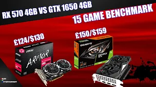 GTX 1650 4GB VS RX 570 4GB | 15 Game Benchmark | RYZEN 5 1600 |