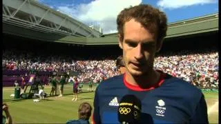 Andy Murray wins Olympic Gold Medal in mens singles vs Roger Federer 2012