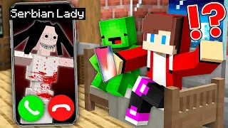 How Scary SERBIAN DANCING LADY Called Baby JJ and Mikey at Night in Minecraft? - Maizen