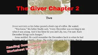 The Giver Chapter 2 Reading for Fluency with Comprehension Questions for Class Worksheet Included