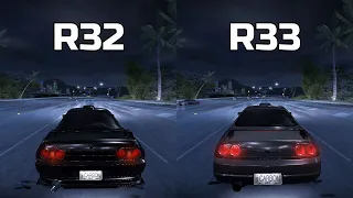 Nissan Skyline GTR R32 vs Nissan Skyline GTR R33 - Need for Speed Carbon (Drag Race)