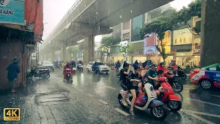 The first Heavy Rain of the Summer 2023 | Walking in the rain | Hanoi - Vietnam 4K