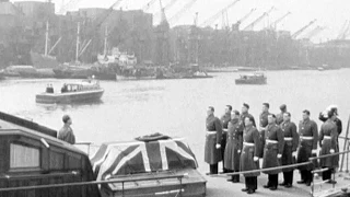 Archive: Churchill's coffin carried up the Thames