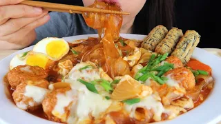 ASMR Cheesy Spicy Glass Noodles *Cooking & No Talking Eating Sounds Mukbang