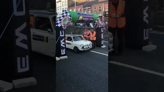 1960’s mini rally car on the road