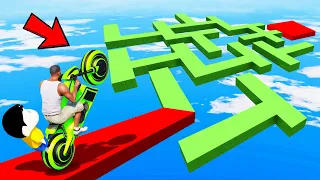 SHINCHAN AND FRANKLIN TRIED THE GREEN PUZZLE MAZE OBSTACLES IMPOSSIBLE PARKOUR CHALLENGE GTA 5