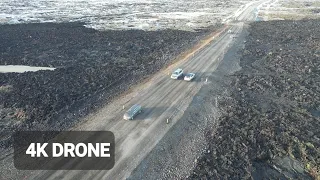 Svartsengi magma sill is nearly full (5 million m3) eruption possible anytime. 4K Drone of Lava Road