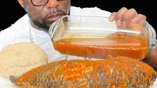 ASMR TILAPIA FISH WITH FUFU AND PEPPER SOUP AFRICAN FOOD