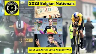 Wout van Aert & Lotte Kopecky Win | 2023 Belgian Nationals | Remco Evenepoel crashes