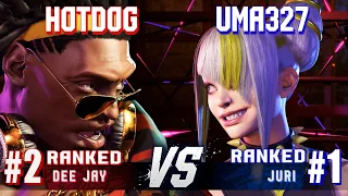 SF6 ▰ HOTDOG (#2 Ranked Dee Jay) vs UMA327 (#1 Ranked Juri) ▰ High Level Gameplay