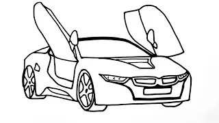 How to draw a Bmw i8 step by step easy - [ How to draw a car ]