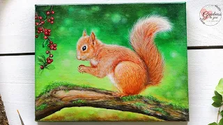 How to paint Squirrel🐿? Step by Step Acrylic Painting Tutorial🎨