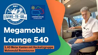 Megamobil Lounge 540. Sensationeller 5,40 Meter Kastenwagen mit Hecksitzgruppe. Wirklich sehenswert!