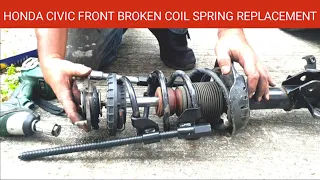 Honda Civic Front Broken Coil Spring Replacement Job || How to Change the Front Coil Spring on Honda