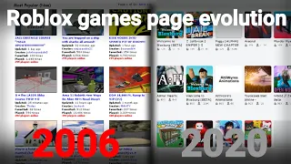 Roblox games page evolution (2006 - 2020)