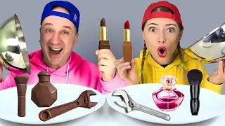 Real VS Chocolate Makeup Challenge from MIU 초콜릿 화장품 챌린지