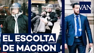 El guardaespaldas de Macron apaliza a un manifestante