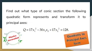 Quadratic form to Principal Axes Form Tranformation