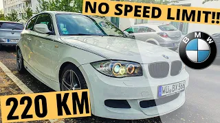 E 87 BMW 1er 118d (143HP) - Test drive and Speed, 220 kmh on a German Fast way 2020! M Performance!!