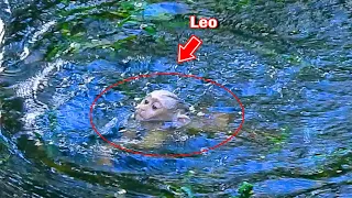 Pitiful.! Baby Leo hard swimming follow mum Libby until weak energy while Leo is still younger baby